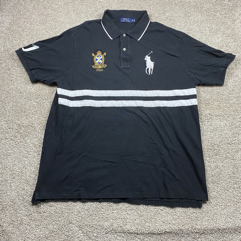 Polo Ralph Lauren Shirt Mens 2XLT Classic‎ Fit Black White Big Pony Crest I 1967 - Picture 2 of 8